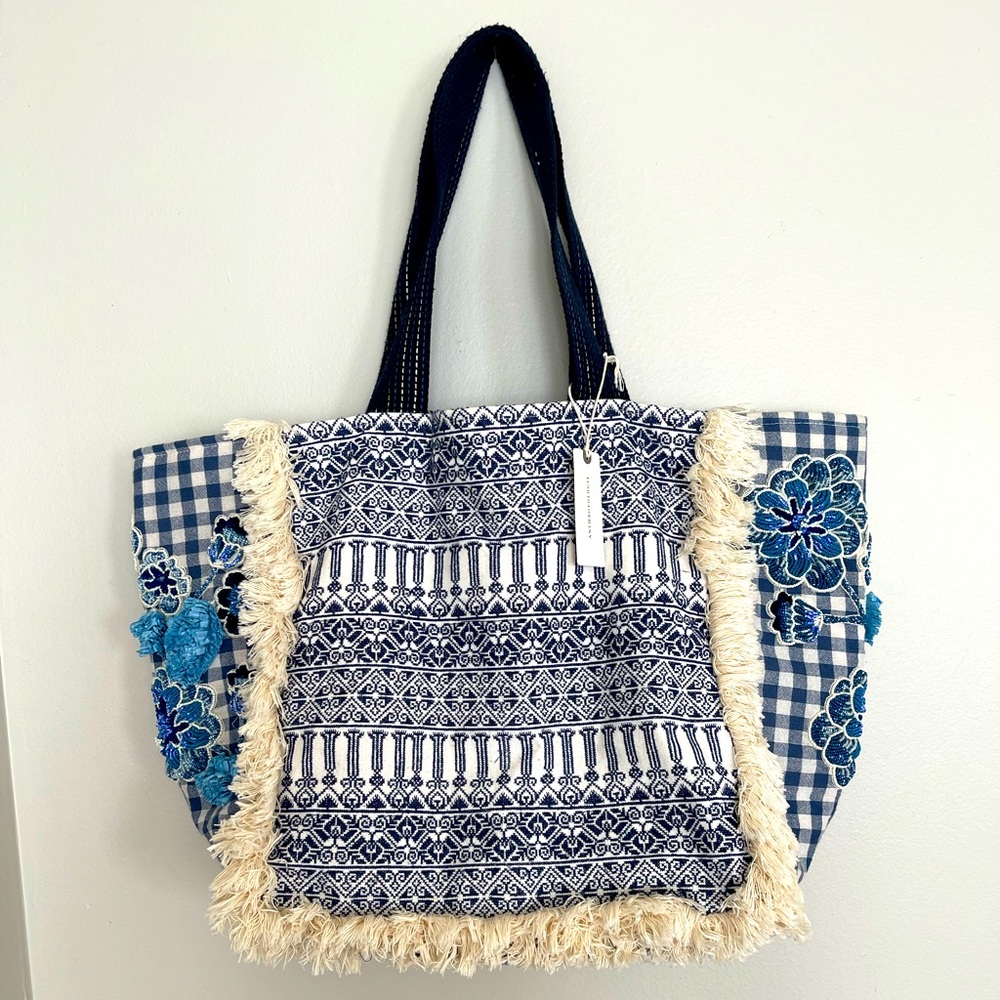 LIMITED EDITION Bloomingprint especially for anthropologie embellished blue tote